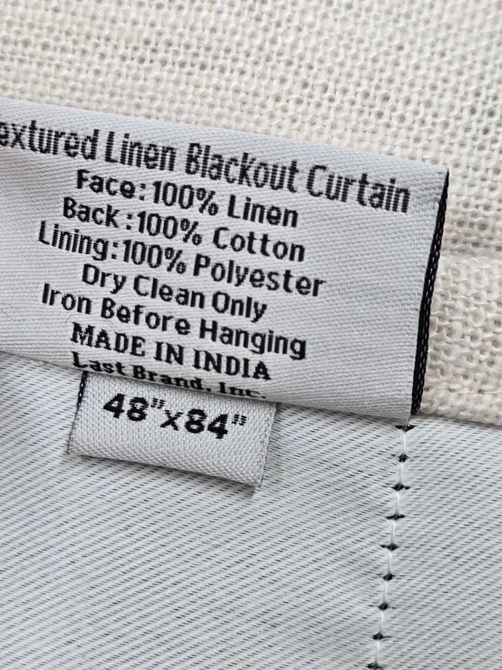 QUINCE Set 2 48x84 Heavyweight European Linen Blackout Curtains Cloud 0204